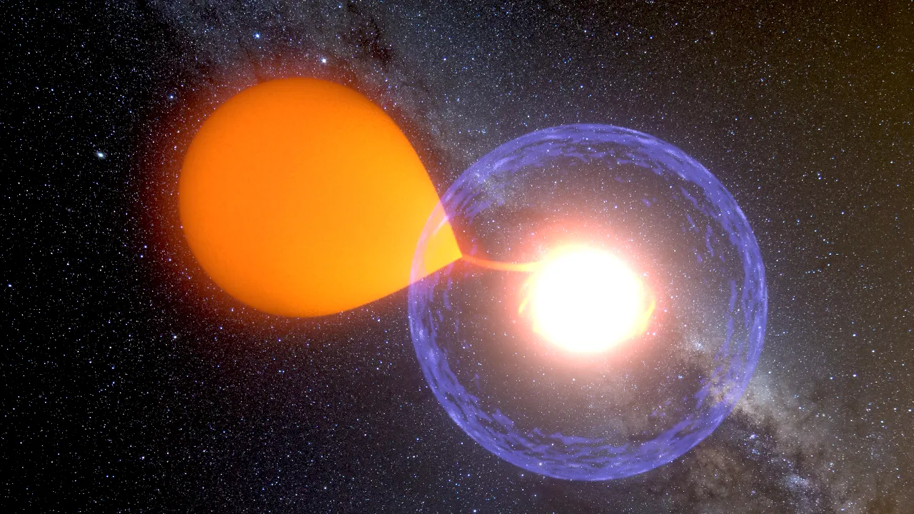 "Artistic rendition of accreting white dwarf"